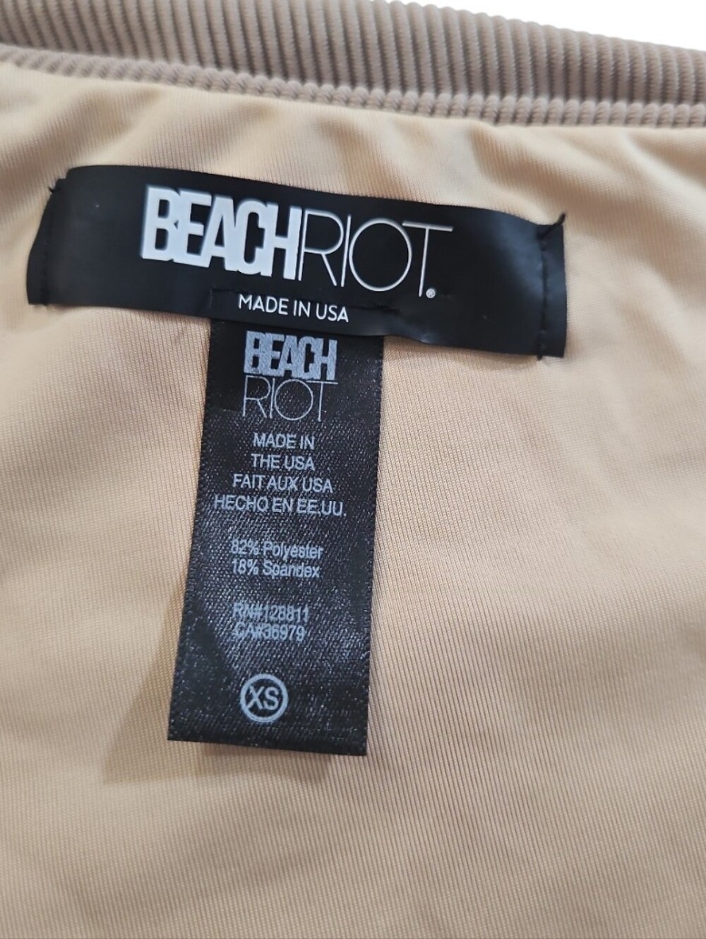 Beach Riot Celine Ribbed Cutout One Piece Swimsuit Taupe Tan Sz XS New - Picture 10 of 11